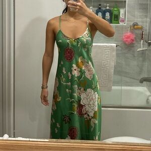 Zara green satin midi/maxi dress